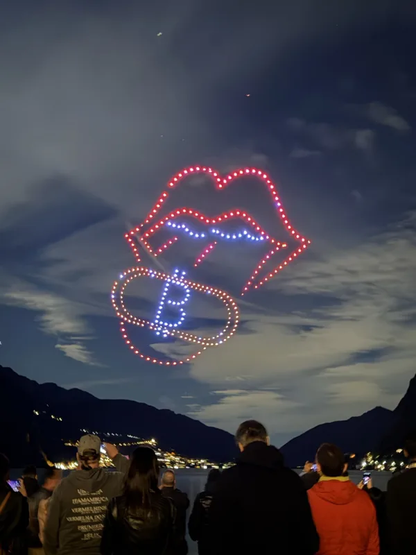 Bitcoin drone display at Plan B