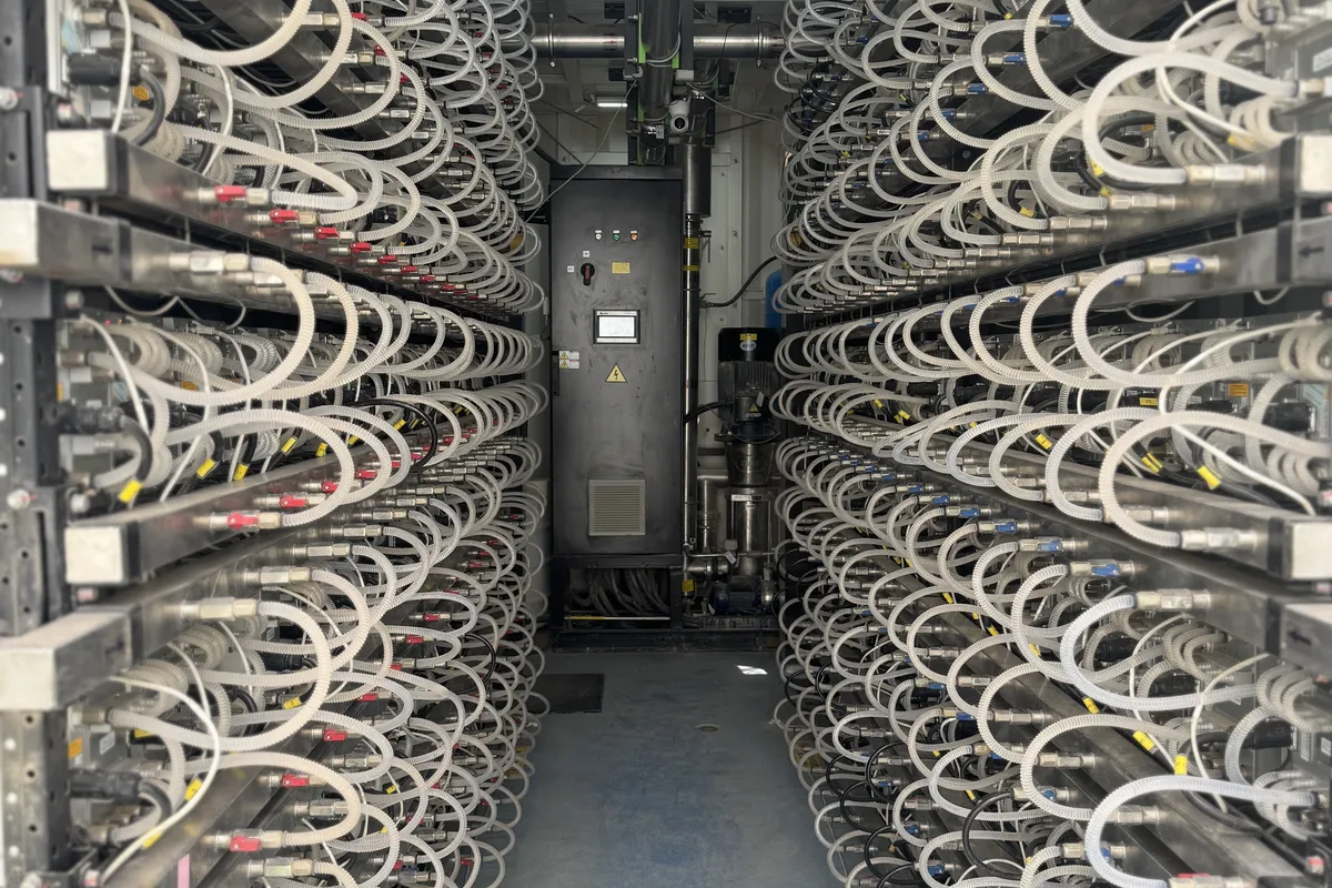 Hydro miner racks inside a mining container