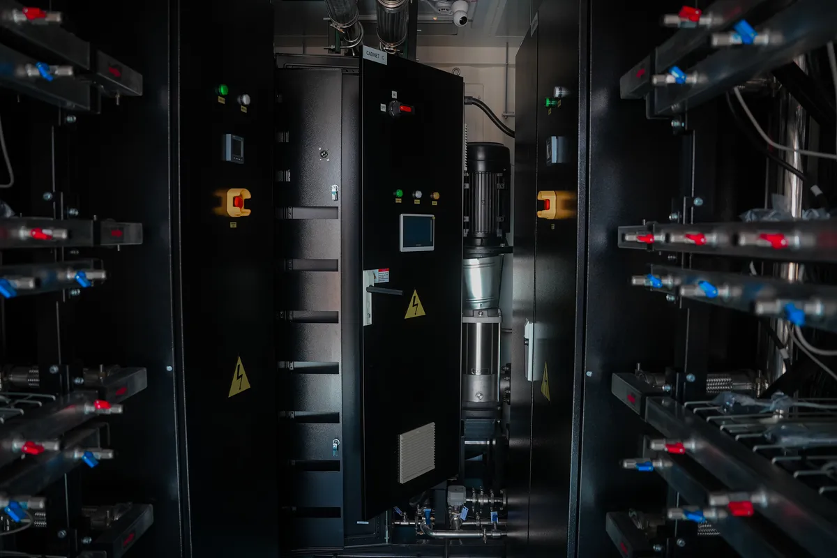 Electrical and pump cabinets inside the container